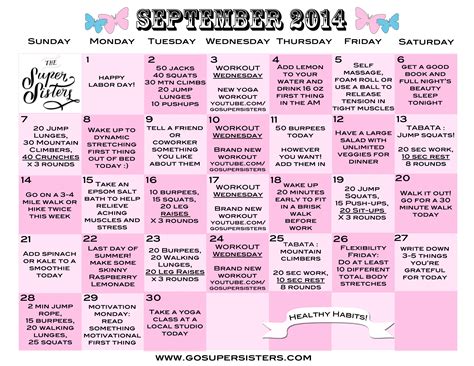 5 Day September Workout Calendar For Push Pull Legs Fitness And