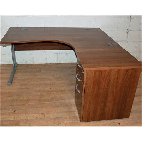 Radial Corner Desk Walnut Marked 13027 | Allard Office Furniture