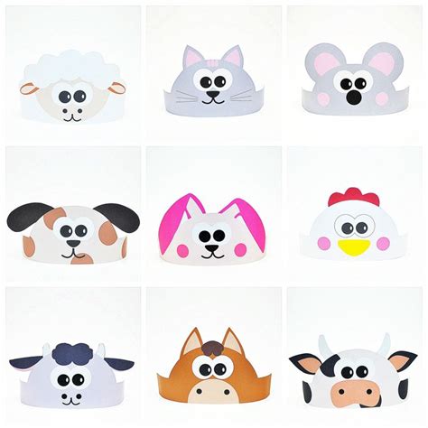 11 Farm Animals Paper Crowns Set Diy Paper Hats By Shapalapa Hat