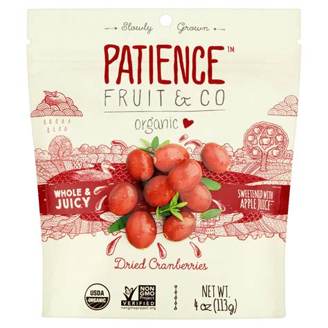 Patience Fruit And Co Whole And Juicy Organic Dried Cranberries 4 Oz 8