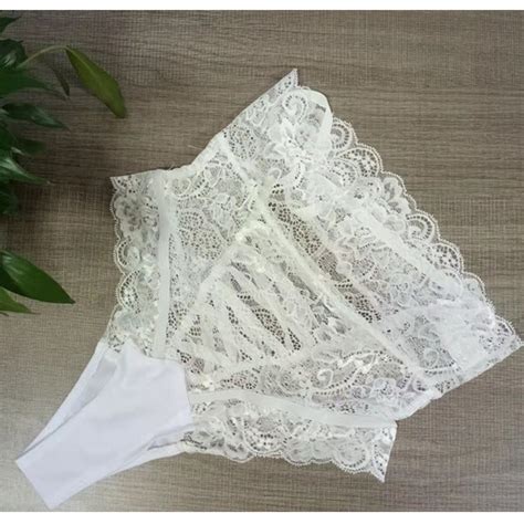Sexy White See Through Lace Back Bandage Cut Out Cozy Underwear High