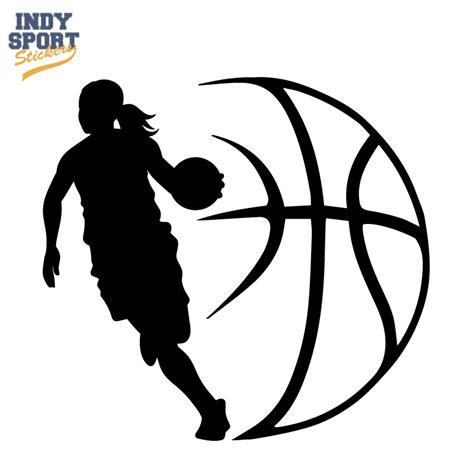 Basketball Player Girl Silhouette With Ball Design Decal Car Stickers
