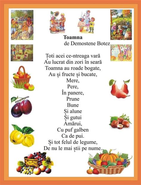 Poezie De Toamnă Preschool Learning Activities Autumn Activities