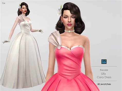 The Sims 4 Cora Dress Rc At Elfdor Sims Best Sims Mods