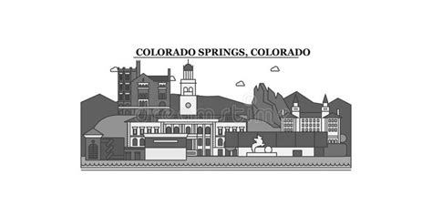 United States Colorado Springs City Skyline Isolated Vector