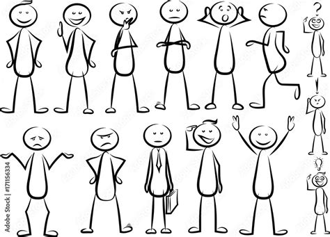 Stickman Various Positions Vector Set Stock Vector Adobe Stock