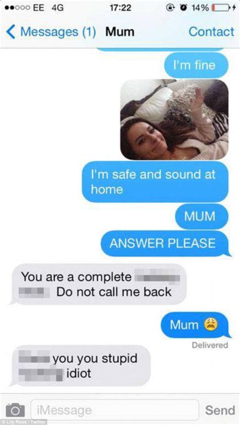 Lily Sharp Pranks Her Mum By Faking Her Own Kidnapping In Texts Daily Mail Online