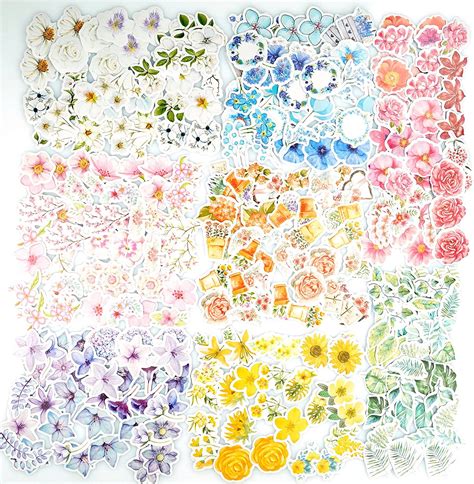 360 Pc Flower Stickers Colorful Assorted Floral Sticker8 Style Plant