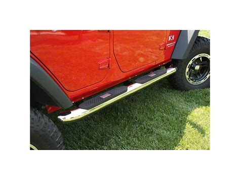 Rugged Ridge Jeep Wrangler 4 Inch Round Nerf Side Step Bars Stainless