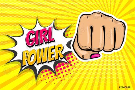 girl woman power fist pop art style stock vector crushpixel