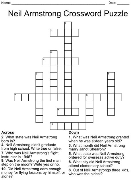 Neil Armstrong Crossword Puzzle Wordmint