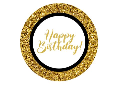 Edible Cake Toppers Black And Gold Happy Birthday Personalised