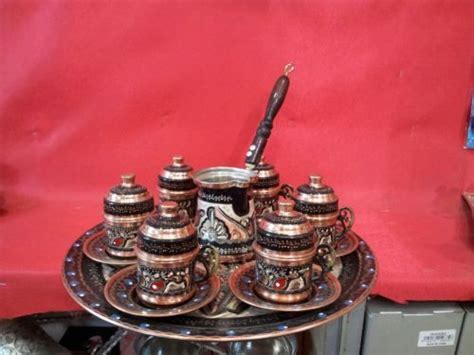 Handmade Ottoman Turkish Coffee Set Espresso Cup Saucer Copper