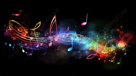 Colorful Music Notes On A Black Background Music Notes Picture Music