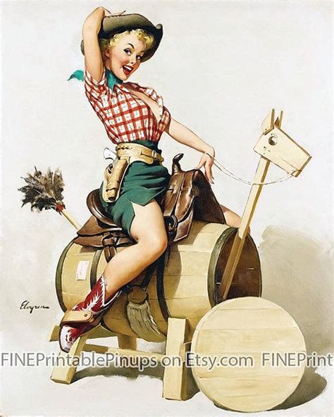 Vintage Pinup Art Girl Ride Em Cowgirl By Fineprintablepinups Sugar Sugar Pin Up Art