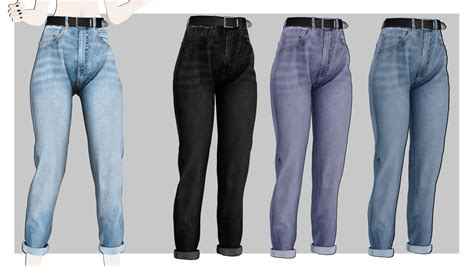 Mmdxdl Sims 4 Belted Boyfriend Jeans By 8tuesday8 On Deviantart