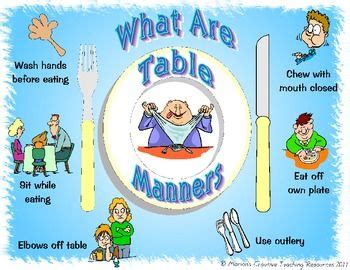 Go through the following lines and learn about the important table manners that you should teach your kid, before the next dinner party. Table Manners Placemat | Manners preschool, Manners for ...