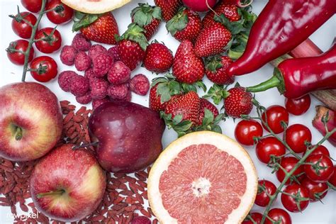 A Variety Of Red Fruits And Vegetables Free Image By