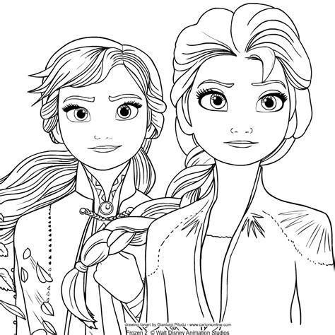 Dibujo De Elsa Y Anna De Frozen 2 Para Colorear En 2020 Frozen Para