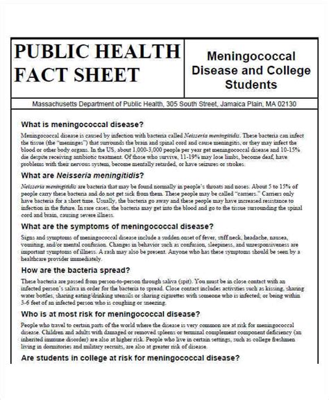 Health Fact Sheet Template