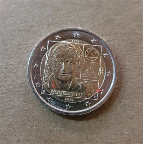 Moneta Euro Commemorativa Maria Montessori Errore Di Conio Eccesso