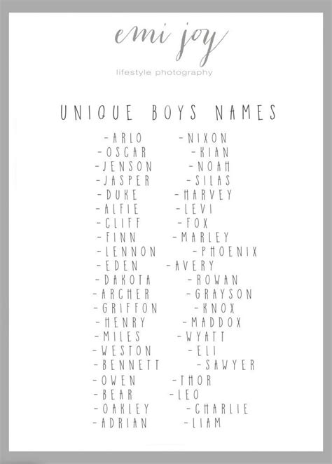 Unique Boys Names | Unique boy names, Boy names, Unique ...
