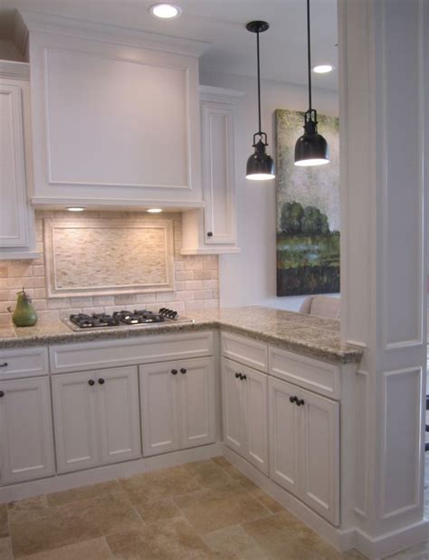 Off white kitchen cabinets with dark granite countertops. Pin by Nicole Stack on {My Work Commercial - Tile Shop ...