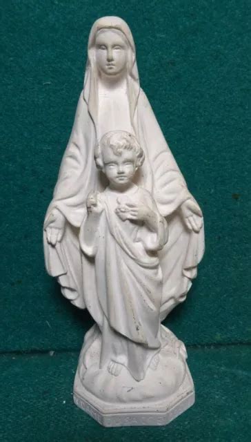 Our Lady Of The Sacred Heart Vtg Chalkware 144mm Figure Statue 3850 Picclick