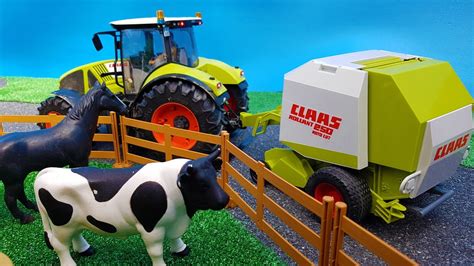 BRUDER toys BALEWRAPPER tractors video for kids! - YouTube