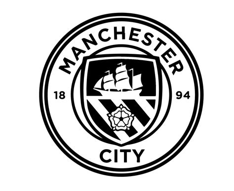 Manchester City Football Club Logo Symbol Black And White Design