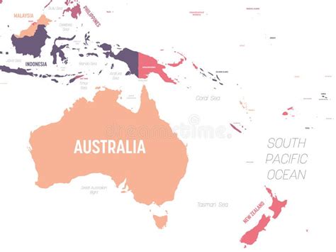 Mapa Político De Oceania Ilustração Do Vetor Ilustração De Atlas