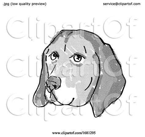 American English Coonhound Dog Breed Cartoon Retro Drawing By