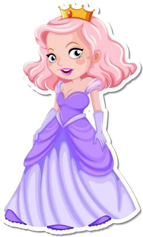 beautiful princess cartoon character sticker 3112483 vector art at vecteezy