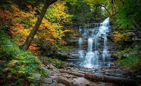 Waterfall Cascade River Forest Autumn Stones Pennsylvania