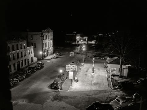 April 1940 Gas Station At Night Dubuque Iowa Framed Poster Art