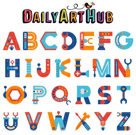 Robot Alphabet Clip Art Set Daily Art Hub Free Clip Art Everyday
