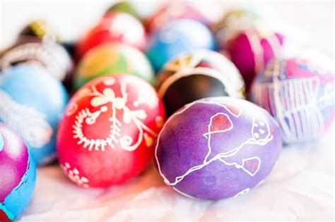 Premium Photo Hand Painted Ukrainian Easter Eggs Decorated With Folk