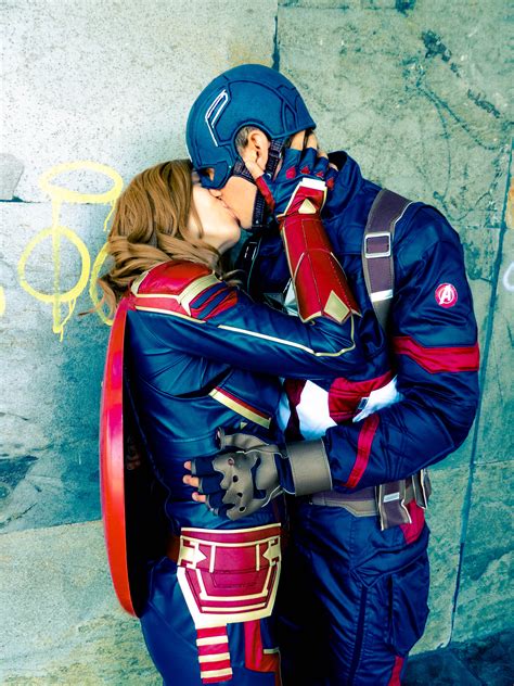 Captain Marvel Kiss Captain America By Aveican On Deviantart