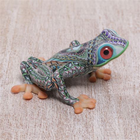 Unicef Market Colorful Polymer Clay Frog Sculpture 28 Inch