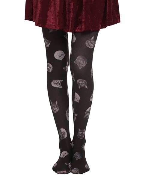 Lovesick Cat Heads Tights Hot Topic