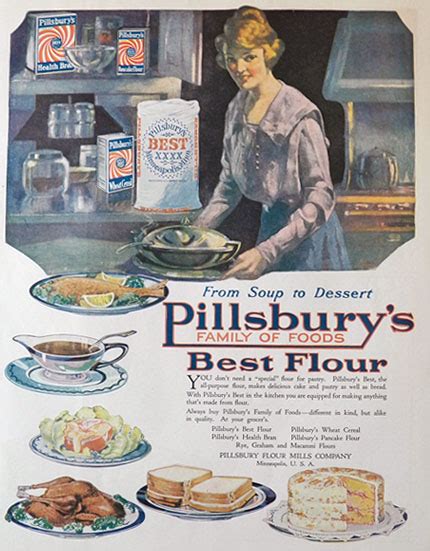 1921 Pillsburys Best Flour Ad ~ From Soup To Dessert Vintage Baking Ads