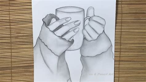 How To Draw A Girl Hand Holding Mug Easy Pencil Sketch Drawing