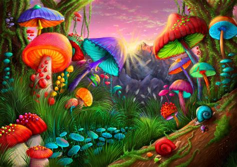 Trippy Mushroom Painting Best Trippy Mushrooms Canvas Gift Art Wall Decor Prints Wall Hangings