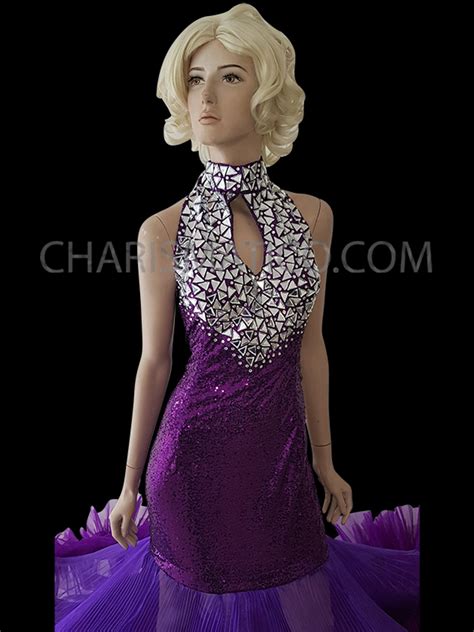 Diva Purple Drag Queen Pageant Gown With Purple Sequins And Silver Details