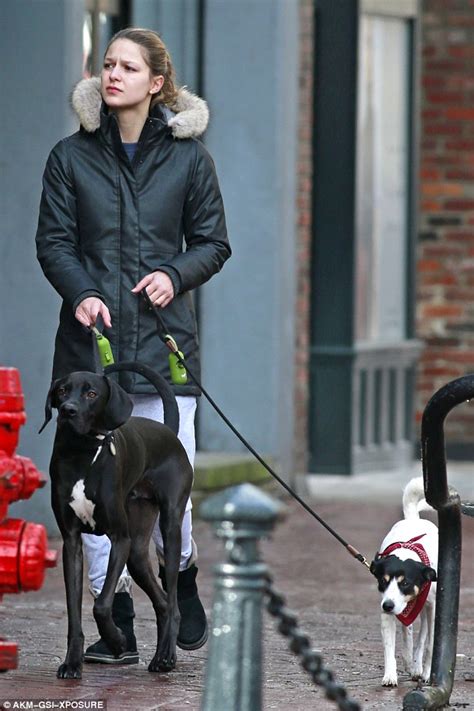 Melissa Benoist Walks Co Star Chris Woods Dog Daily Mail Online