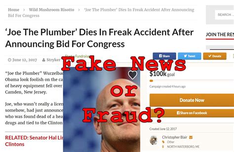 Fake News Joe The Plumber Did Not Die In Freak Accident After Announcing Bid For Congress