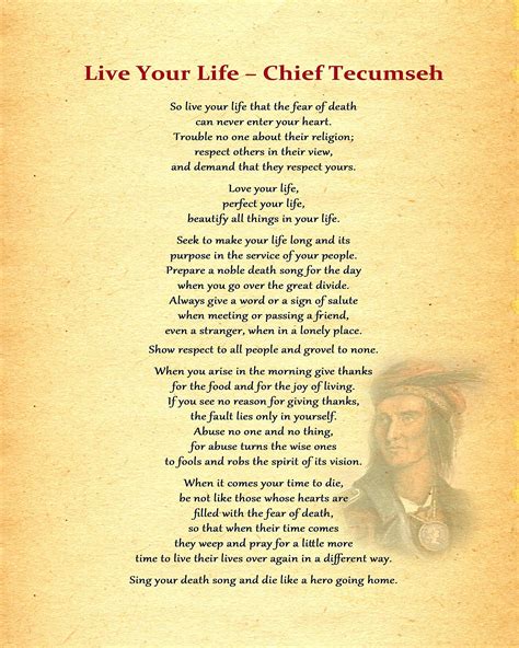 Prices May Vary Chief Tecumseh Inspirational Quotes Our Artwork