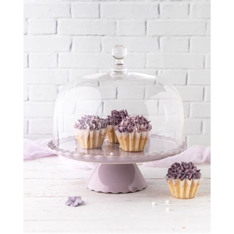Du brauchst eine glashaube nach maß? Tortenplatte Sweet Flower Medium in Lavendel mit Glashaube ...