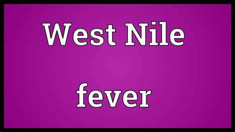 Recovery may take weeks to months. West Nile fever Meaning - YouTube