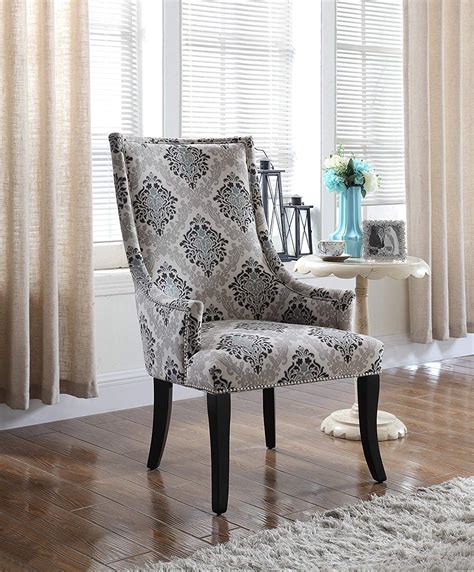 Best Master Furniture 606 Audrey Gray Damask Fabric Living